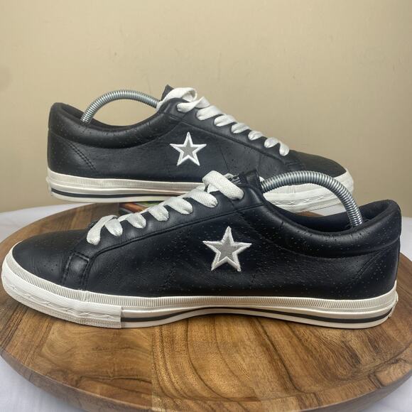 Converse One Star Sample Mens Black & White Vintage Size 11 Leather LowTop Shoes - Picture 6 of 13